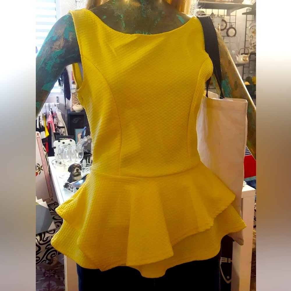 Arden B Sunny Yellow Peplum Top